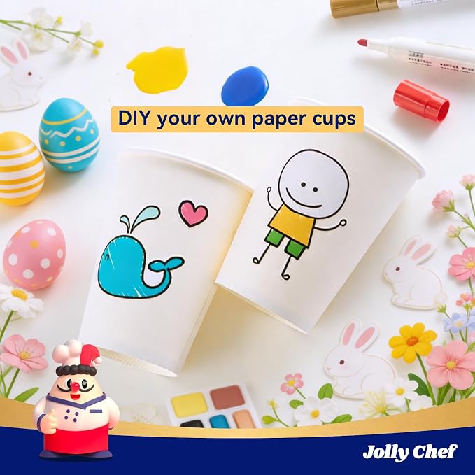 JOLLY CHEF 300 Pack Disposable Paper Coffee Cups White 12 oz Hot Beverage Paper - Image 4