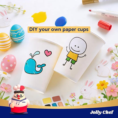 JOLLY CHEF 300 Pack Disposable Paper Coffee Cups White 12 oz Hot Beverage Paper - Image 4