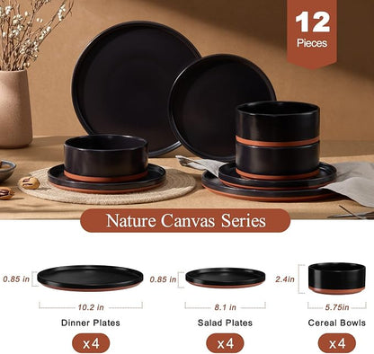 LIANYU 12 Pieces Porcelain Dinnerware Set, Dishes Set - Image 2