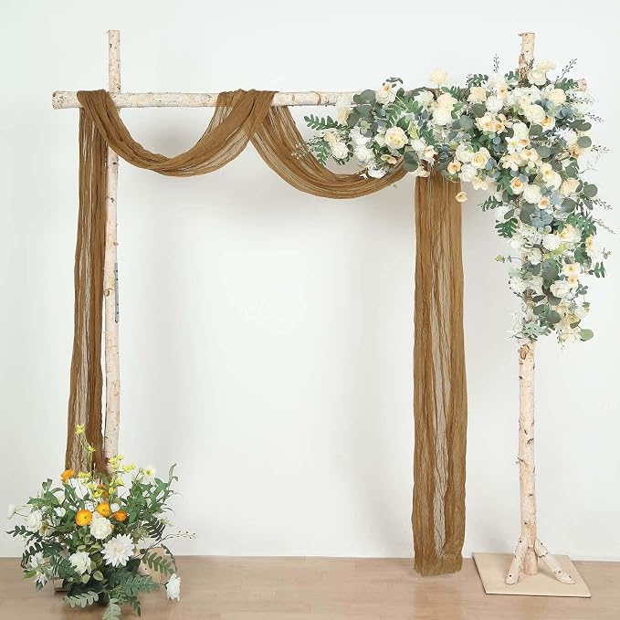 Efavormart 20ft Taupe Gauze Cheesecloth Wedding Arch Drapery Fabric, Extra Long by efavormart