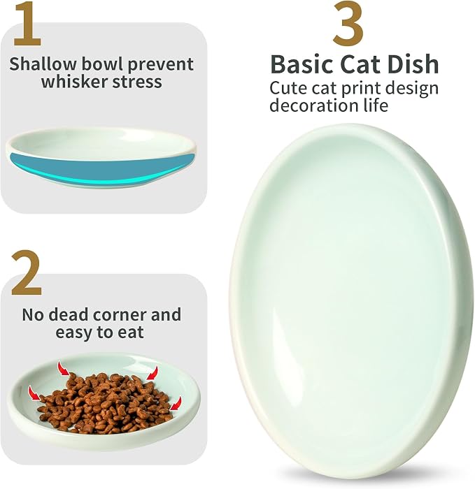 3 PCS Ceramic Cat Bowls, 5.5 in Pet Bowl Cat Dishes - Image 3