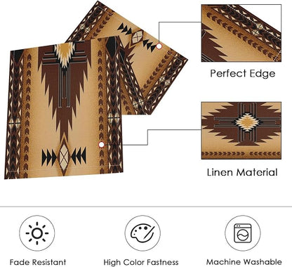 Table Runner and Placemats Set of 6, Boho Aztec | Western Tribal Ethnic Art - Image 2