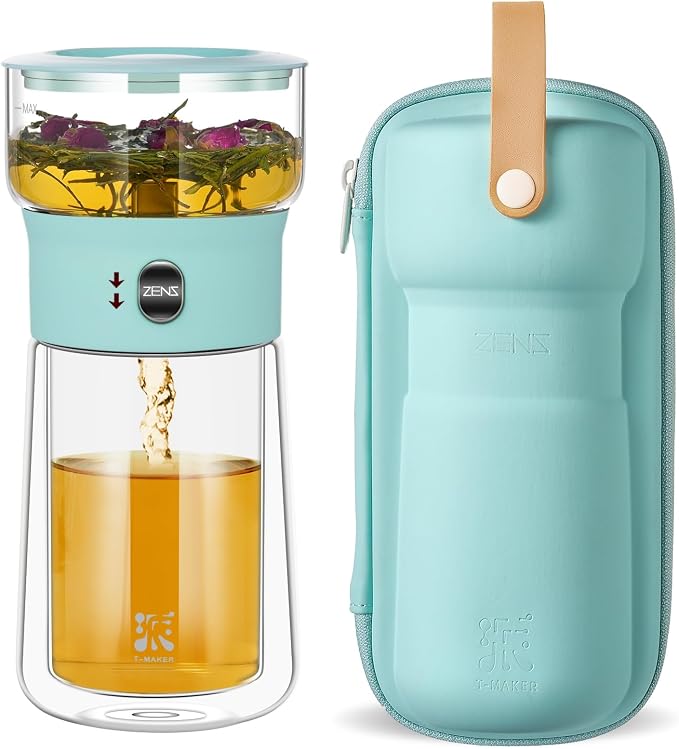 ZENS Modern Glass Infuser Teapot, One Touch Tea Release Loose Tea Maker | Loose by ZENSLIFESTYLE