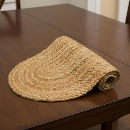 Encasa XO Handwoven Jute Table Runner, Center Table 12"x36" Jute Natural Bleach - Image 6