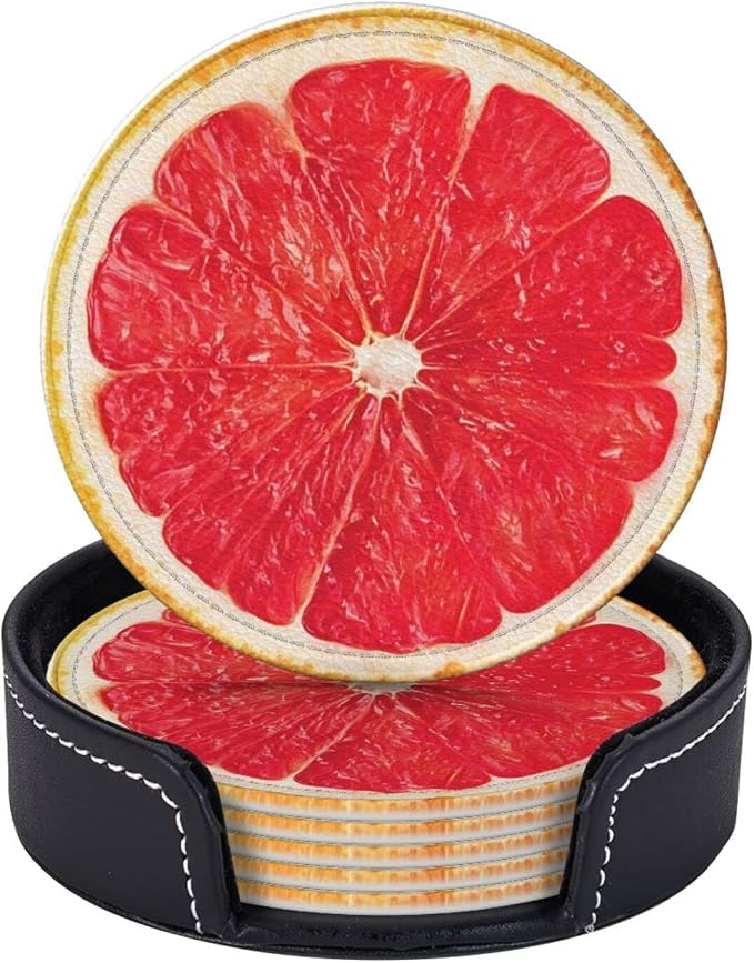 6 Pack Pink Grapefruit Slice Coaster by GTEVUTS