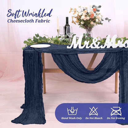 Pesonlook Cheesecloth Table Runner Navy Blue, 20 Pack 17.7x108 inch, Long | - Image 8