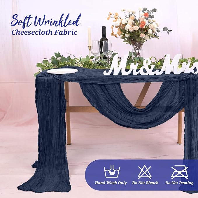 Pesonlook Cheesecloth Table Runner Navy Blue, 10 Pack 17.7x108 inch, Long | - Image 8