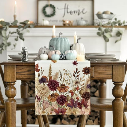 Artoid Mode 210 GSM Fall Table Runner 13x48 Inch Home Party Decor | Watercolor - Image 2