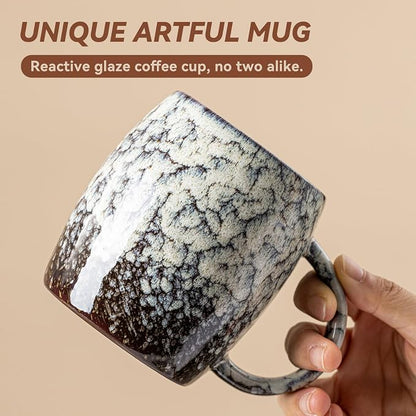 Ivory Nebula Ceramic Coffee Mug - 14 oz Unique Reactive Glaze Coffee Cup - Image 3