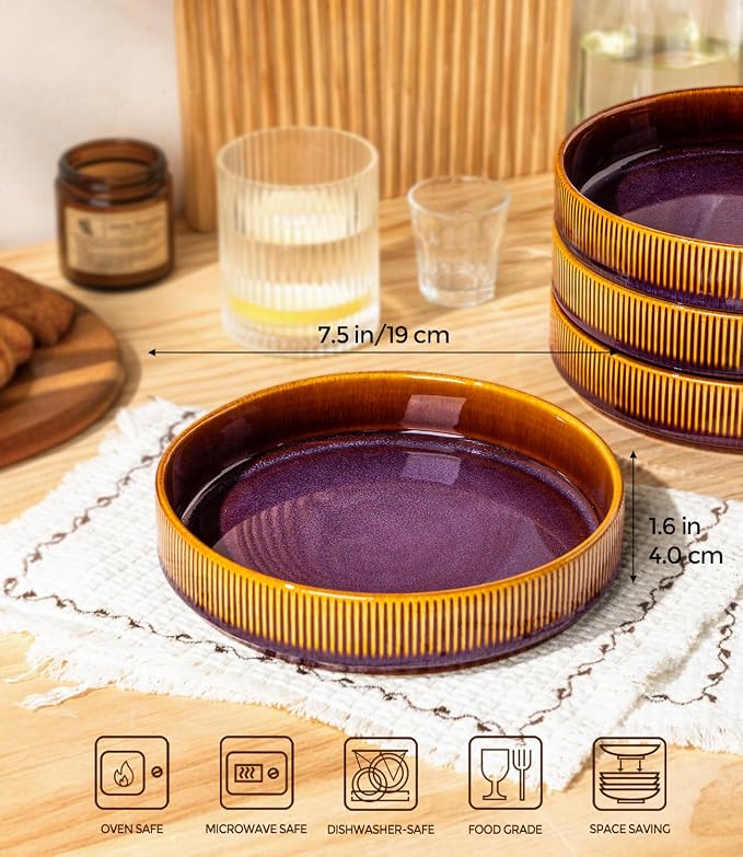 7.5" Ceramic Pasta Bowls Set of 4, Salad Bowls | Versatile Serving Bowls - Image 2