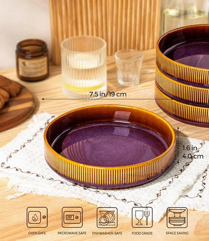 7.5" Ceramic Pasta Bowls Set of 4, Salad Bowls | Versatile Serving Bowls - Image 2