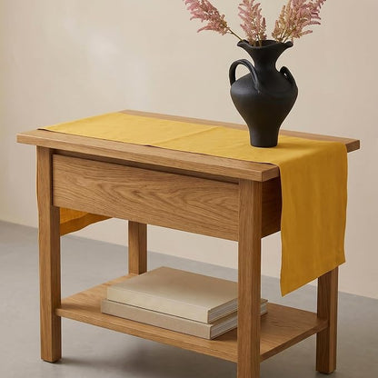 Solino Home 100% Pure Linen Table Runner Mustard Yellow, Fete 14 x 48 in | by SolinoHome