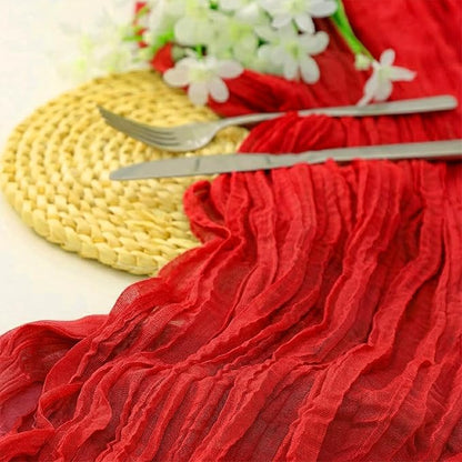 10 Pack Red Cheesecloth Table Runner 17 x 108 Inch | Boho Gauze Fabric - Image 2