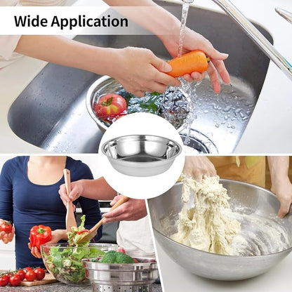 10pc Stainless Mixing Bowls, Large Mirror Finish Deep Kitchen Prep Basins | - Image 5