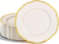 Hioasis 60pcs Ivory Plastic Plates - Ivory and Gold Disposable Dinnerware with Gold Rim, Heavy-duty, 10 inch, Dinner Plates for Party & New Year