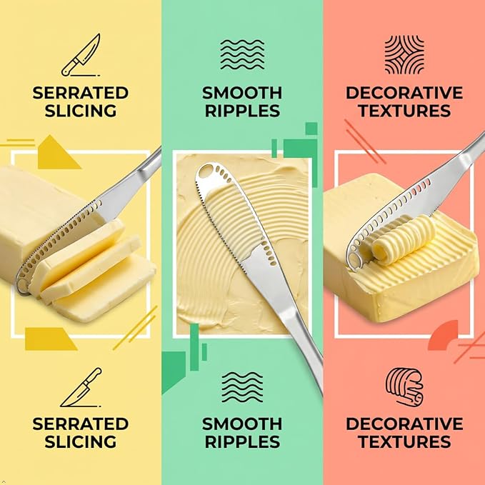 3-in-1 Butter Knife with Holes, Stainless Steel Spreader - Image 4