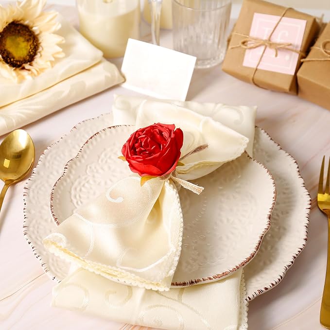 Handmade Flower Napkin Rings Set of 6, Valentine's, Thanksgiving Table - Image 4