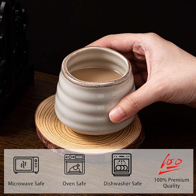 4pcs Japanese Tea Cup Set – Mini Size Cup 5OZ Ceramic Matcha Cup, Handless - Image 4
