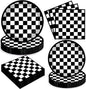 Oigco 60 PCS Race Car Birthday Party Decorations, Checkered Flag Plates and by Oigco