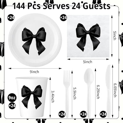 Sieral 144 Pcs Black Bow Party Supplies Coquette Cute Supplies Bachelorette - Image 2