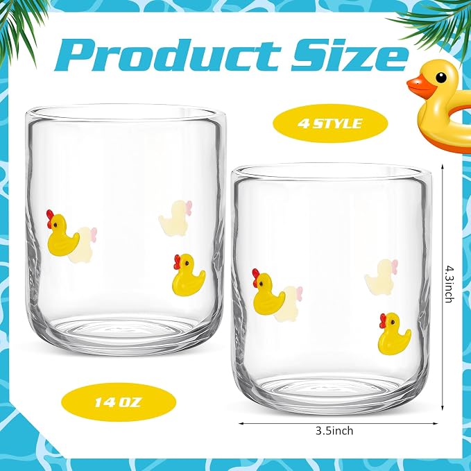 SiliFine 2 Pcs Duck Icon Juice Glasses, 14oz Yellow Duck Stemless Wine Drinking - Image 3