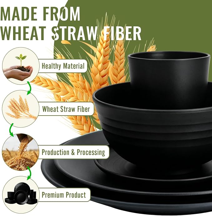 Kitchen Wheat Straw Dinnerware Set 40 PCS Dishes Sets - Image 9