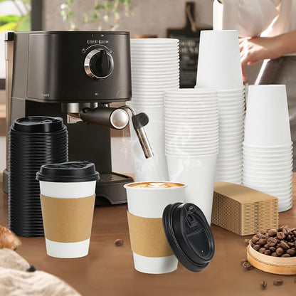 Lamosi 50 Pack 10 oz Disposable Coffee Cups - Image 2