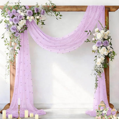 Pearl Table Runner Gauze Sheer 19FT Wedding Draping Fabric Decor | Lilac Summer by Socomi