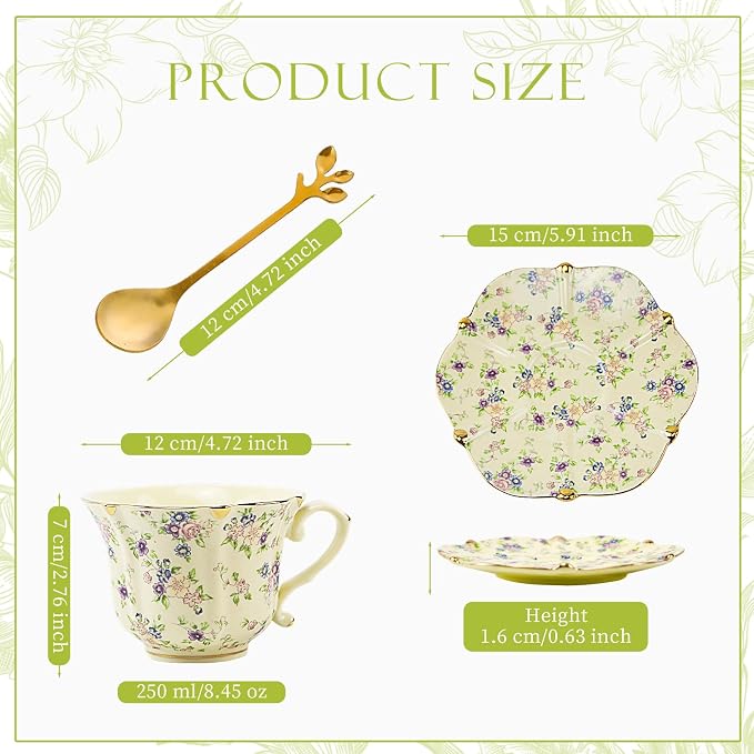 Country Roses Porcelain Tea Cup and Saucer Set - Image 3