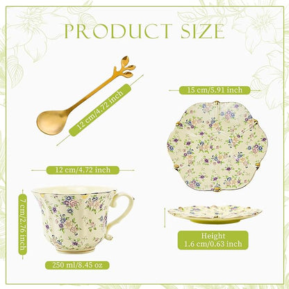 Country Roses Porcelain Tea Cup and Saucer Set - Image 3