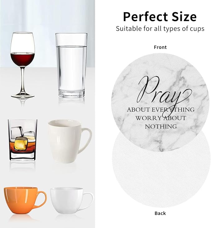 Marble Grey Christian Bible Verses Coasters Set of 6 Coasters - Image 9