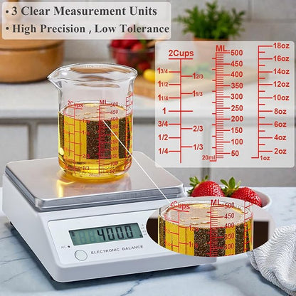 Ackers BORO3.3 High Borosilicate Glass Measuring Cup, Handleless Beaker - Image 6