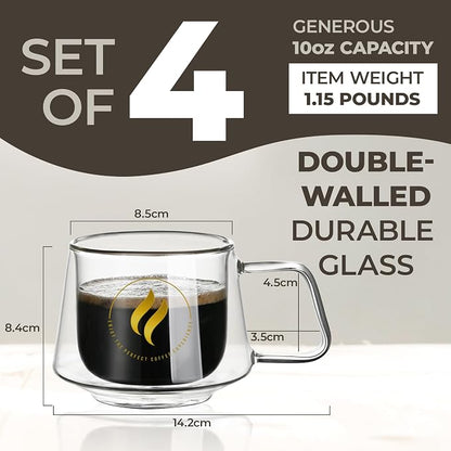 GLORAMA Double Walled Glass Coffee Mugs - 10oz Coffee Mugs - Image 7