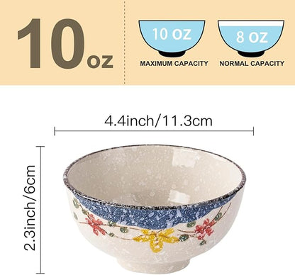 Japanese Rice Bowls Set of 6, 4.5 Inch 10 Oz Porcelain Miso Soup Bowls | - Image 3