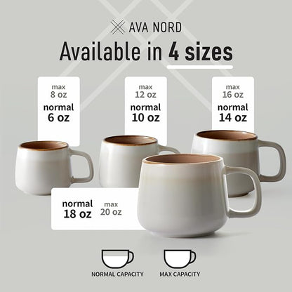 Ava Nord Large Stoneware Ceramic Coffee Mugs Set of 2 | 20 oz | Sage Ash | - Image 5