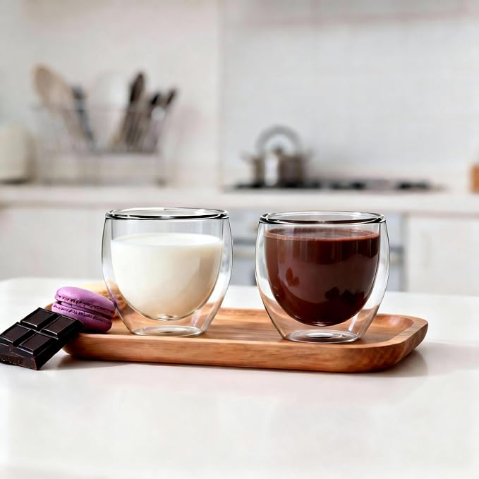 Double Walled Espresso Cups Set of 4, 5oz Clear Expresso Mugs, Small Insulated - Image 5