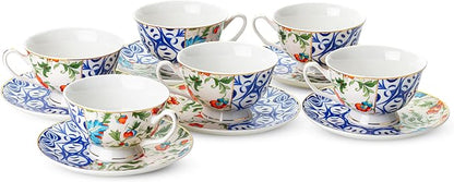 BTaT- Floral Tea Cups and Saucers, 8 oz, Fine Porcelain Teacup Set - Image 7