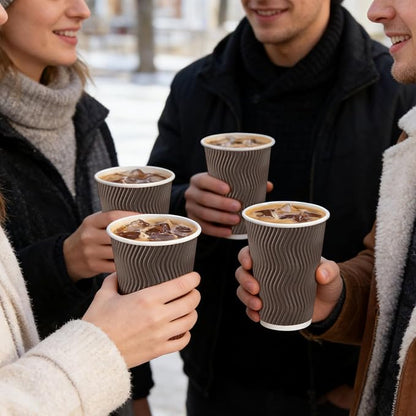 BYSNOW 500 Pack 16 oz Coffee Cups, Insulated Disposable Hot Paper Cups | - Image 6