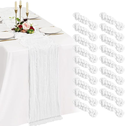 18 Pack Cheesecloth Table Runner 10FT White Table Runner Boho Gauze Cheese by Showgeous
