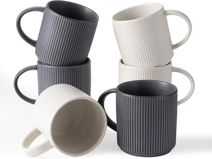 famiware Coffee Mug Set for 6, Star 12 oz Catering Mugs Cup Set by Famiware