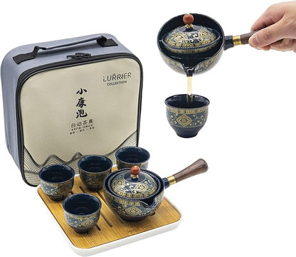 LURRIER Porcelain Chinese Gongfu Tea Set, Portable Teapot Set by LURRIERUS