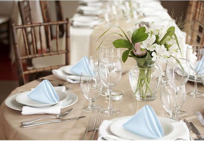 P Pothuiny 12 Pcs Light Blue Satin Napkins 17 x 17 in, Satin Cloth Napkins | - Image 7