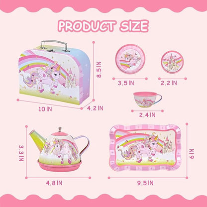 Tea Party Set for Little Girls, Pretend Tin Teapot Set - Image 3