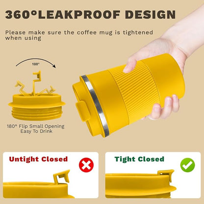 Vacuum Insulated Stainless Steel Travel Coffee Mug, Leak Proof Cup - Image 5