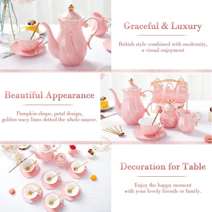 DUJUST 22 pcs Porcelain Tea Set - Image 3