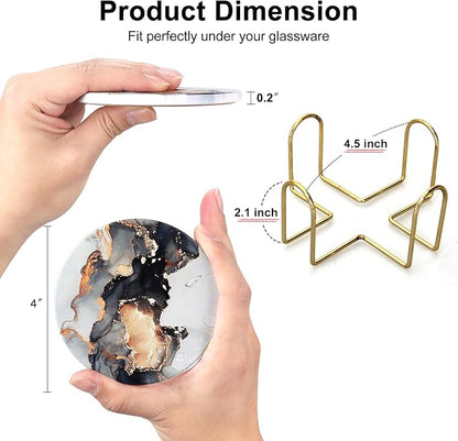 6 Pcs Black Marble Abstract Ceramic Coasters - Image 4