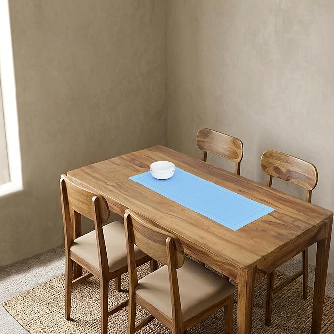 Solino Home 100% Pure Linen Dining Table Runner Cornflower Blue, 14 x 36 in | - Image 2