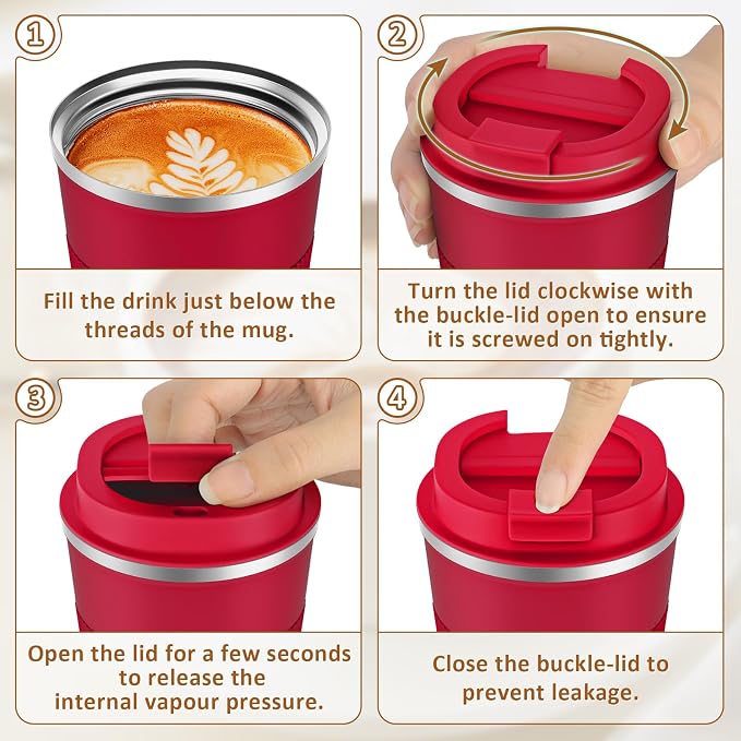 KETIEE Travel Coffee Mug Spill Proof 12oz, Insulated Travel Mug to Go, Reusable - Image 7