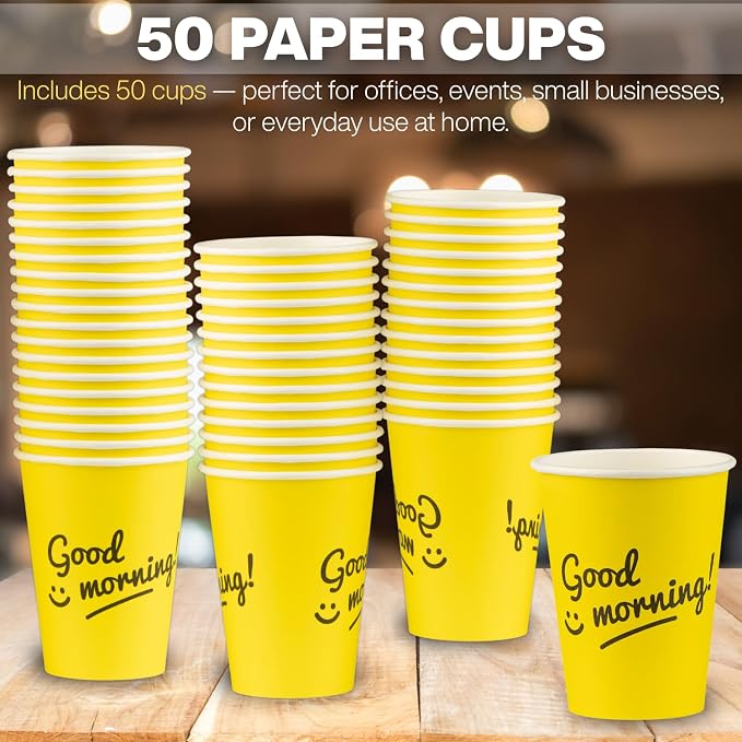 Disposable Coffee Cups, To Go Paper Hot Cups, Good Morning Design - Image 5