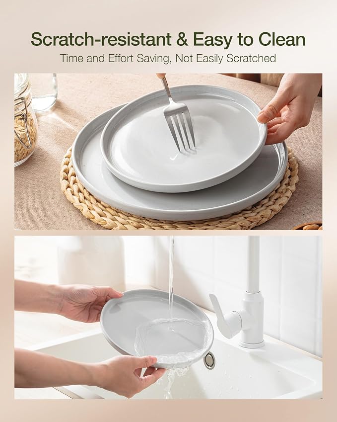 Famiware Milkyway 12-Piece Stoneware Dinnerware Set, Light Gray | Plates and - Image 6